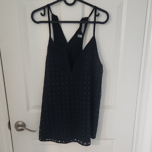 Athleta Black Dunes Eyelet Black Lace Women's Top Medium - Picture 3 of 8